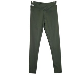 Victoria Sport Green Knockout Tights Criss Cross Waist Women's Size  Medium Long